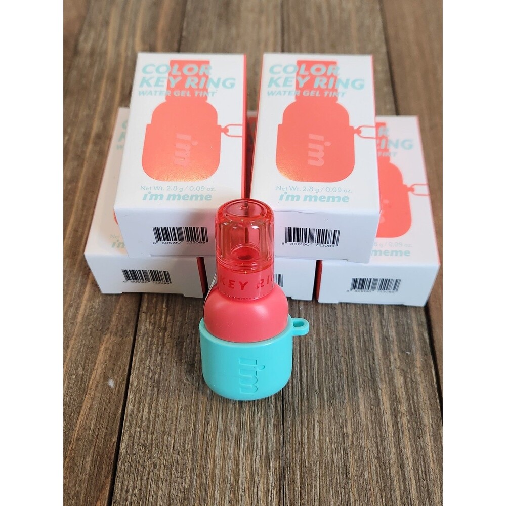 NIB I'm meme Color Key Ring Water Gel Lip Tint 01 Coral Picnic